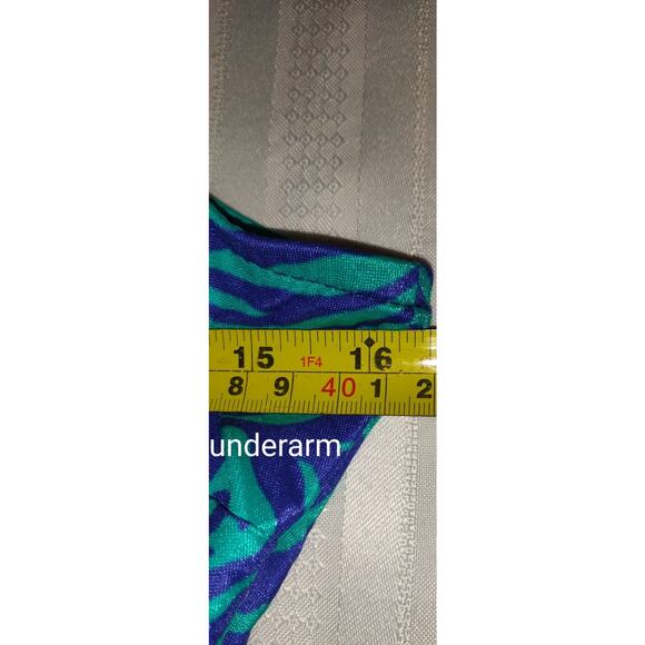 Vintage Esther Williams Swimsuit Sz 16 One Piece Romper Shorts Teal & Blue USA - Picture 11 of 16